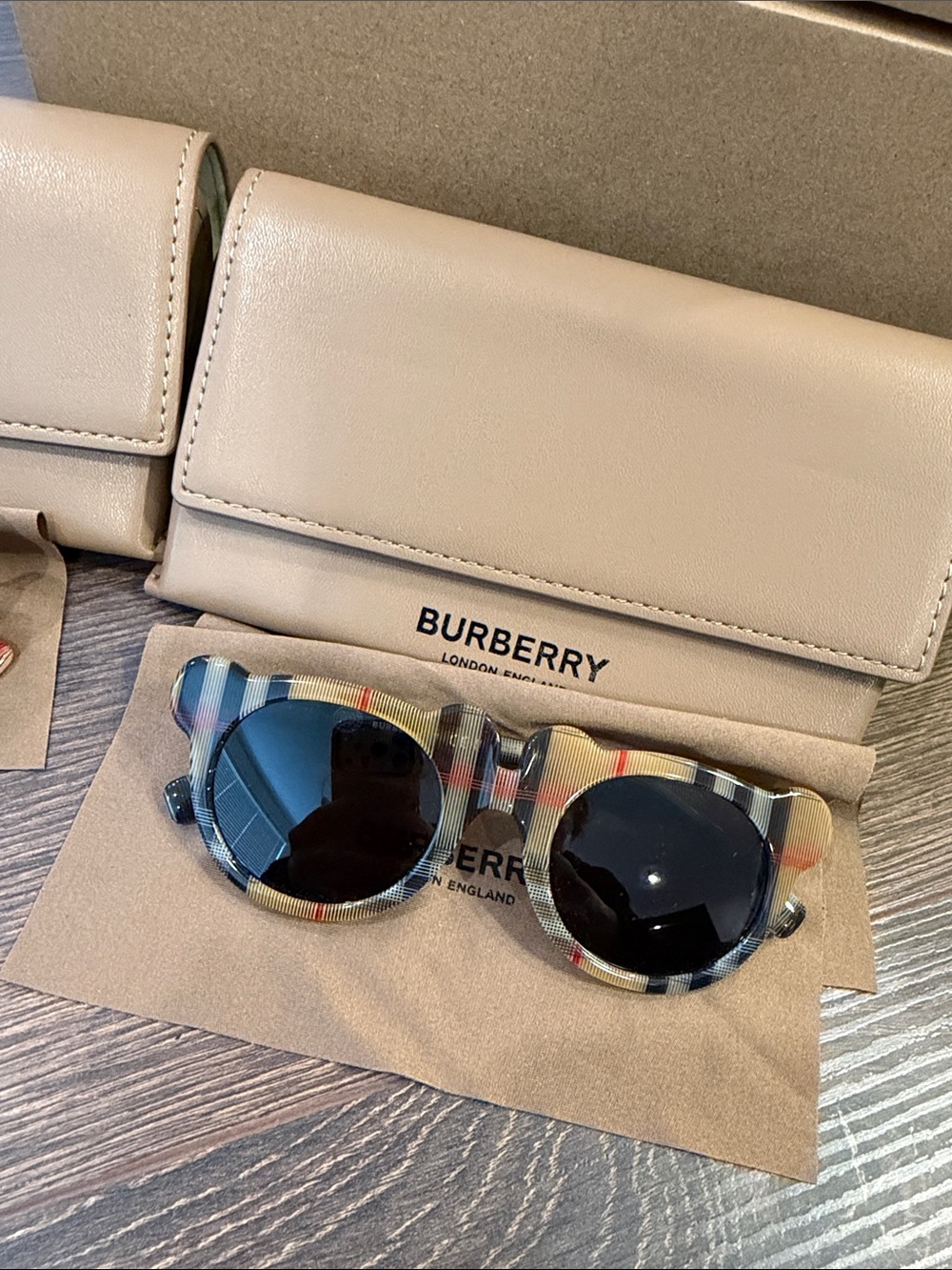 Burberry Kid’s Sunglasses in Vintage Check Black Lenses